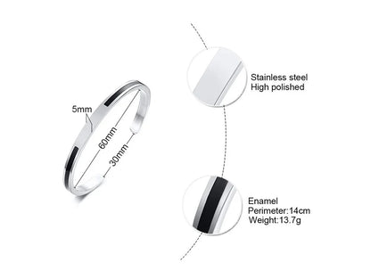 Men's Enamel Bangle - Viking Logo Cuff Bracelet, Stainless Steel Minimalist Bangle for Gentlemen