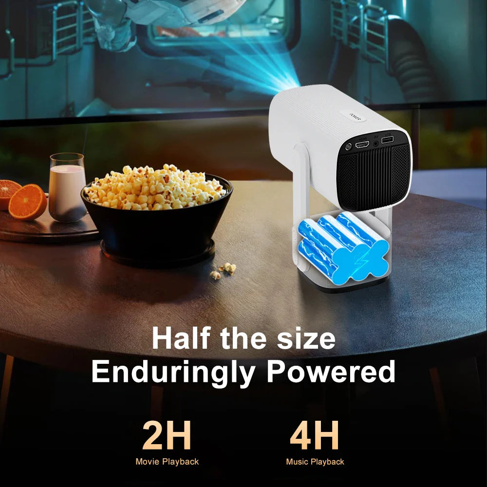 Salange K2 4K Smart Projector – Android 11, Built-in Battery, Bluetooth Speaker, WiFi, Auto Focus & Keystone for Outdoor Movies