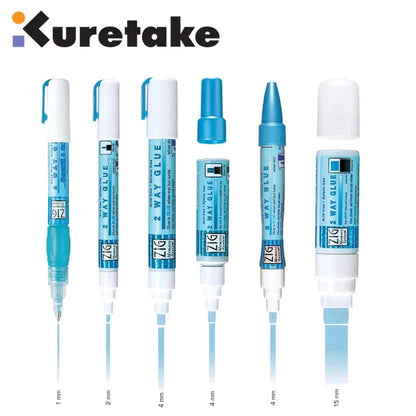 Kuretake Zig 2-Way Glue Pen – Precision Adhesive for Crafts, Scrapbooking & Art (1mm/2mm/4mm/15mm)