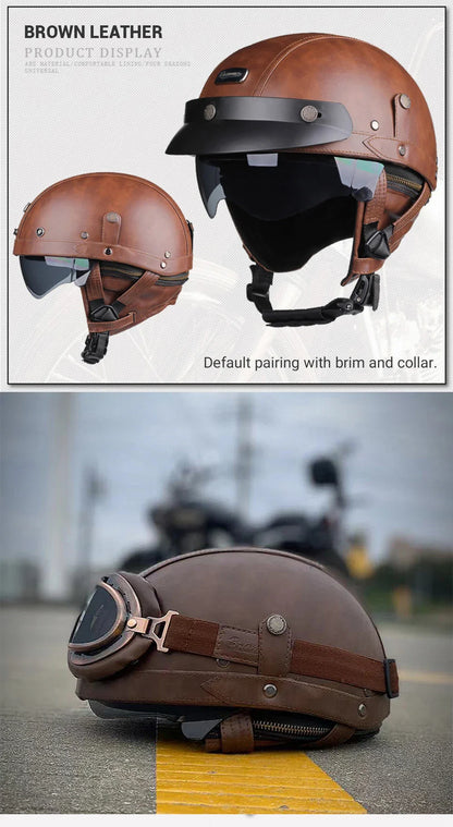 Retro Motorcycle Helmet – DOT Certified German Vintage Half Helmet for Scooter & Motorbike