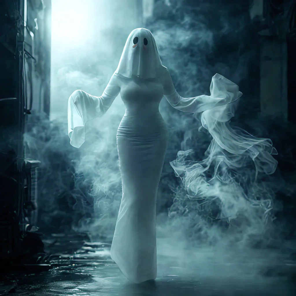 Mrs. Apricot Ghost Lady Halloween Costume - Cute Women’s Cosplay Dress for Parties & Dress-Up Events
