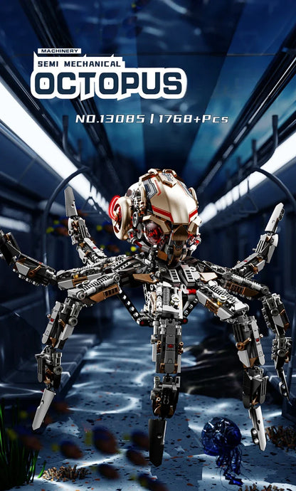 Mechanical Sea Animal Building Blocks Toy – Whale Shark, Octopus, Piranha & Manta Ray with Motor and Lights for Kids