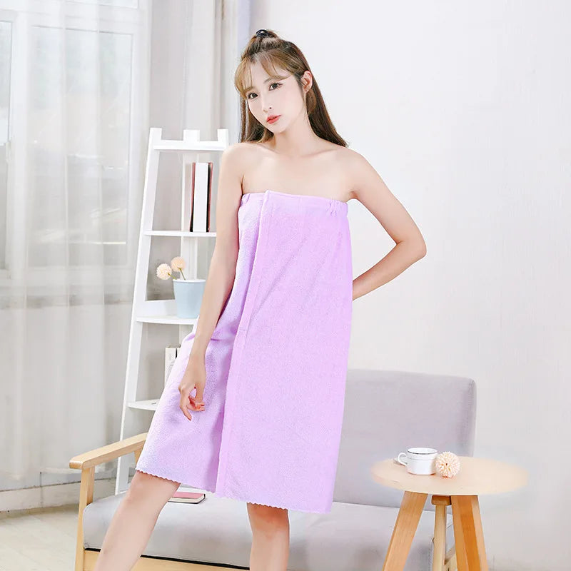 New Coral Velvet Bath Skirt – Soft, Absorbent, Thickened Wearable Bath Towel with Elastic Edge for Women, Quick Dry