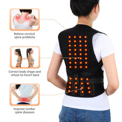 Tourmaline Magnetic Heated Vest — Self-Heating Thermal Waist Brace & Lumbar Support Corset for Posture Correction and Pain Relief