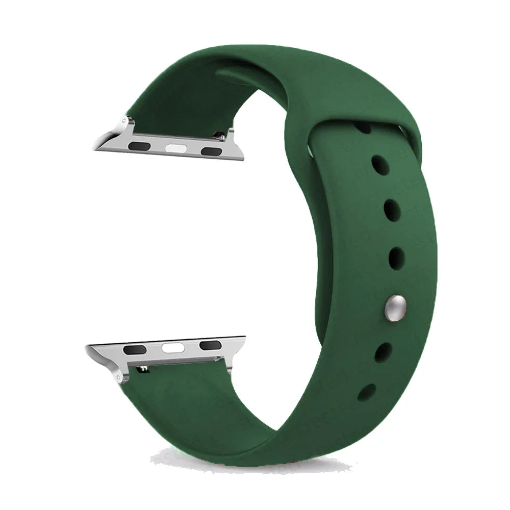 Silicone Apple Watch Band Strap - Sport Replacement Bracelet for iWatch Series Ultra 2, 9, 8, 7, 6, SE 38mm-49mm
