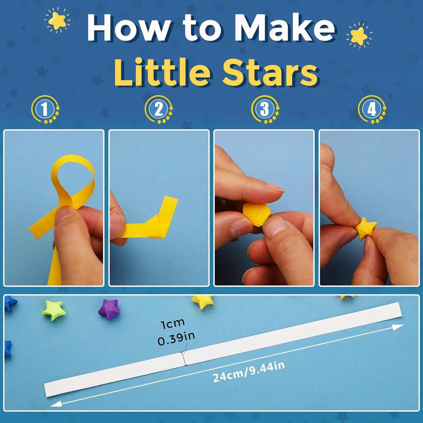 540pcs Double-Sided Origami Star Paper for Lucky Stars DIY Crafts & School Projects