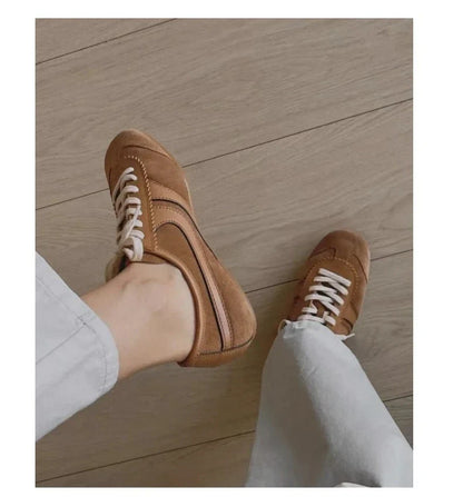 Women’s 2024 Genuine Leather Sneakers – Casual Spring Flat Training Shoes for Ladies