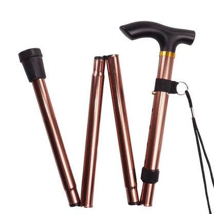 Outdoor Mountaineering Trekking Poles — 5-Section Telescopic Aluminum Alloy Folding Cane for Hiking & Climbing