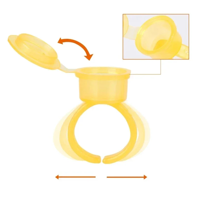 50PCS Tattoo Ink Ring Cups with Lid – Pigment Holder Containers for Eyelash Extension, Microblading & Permanent Makeup