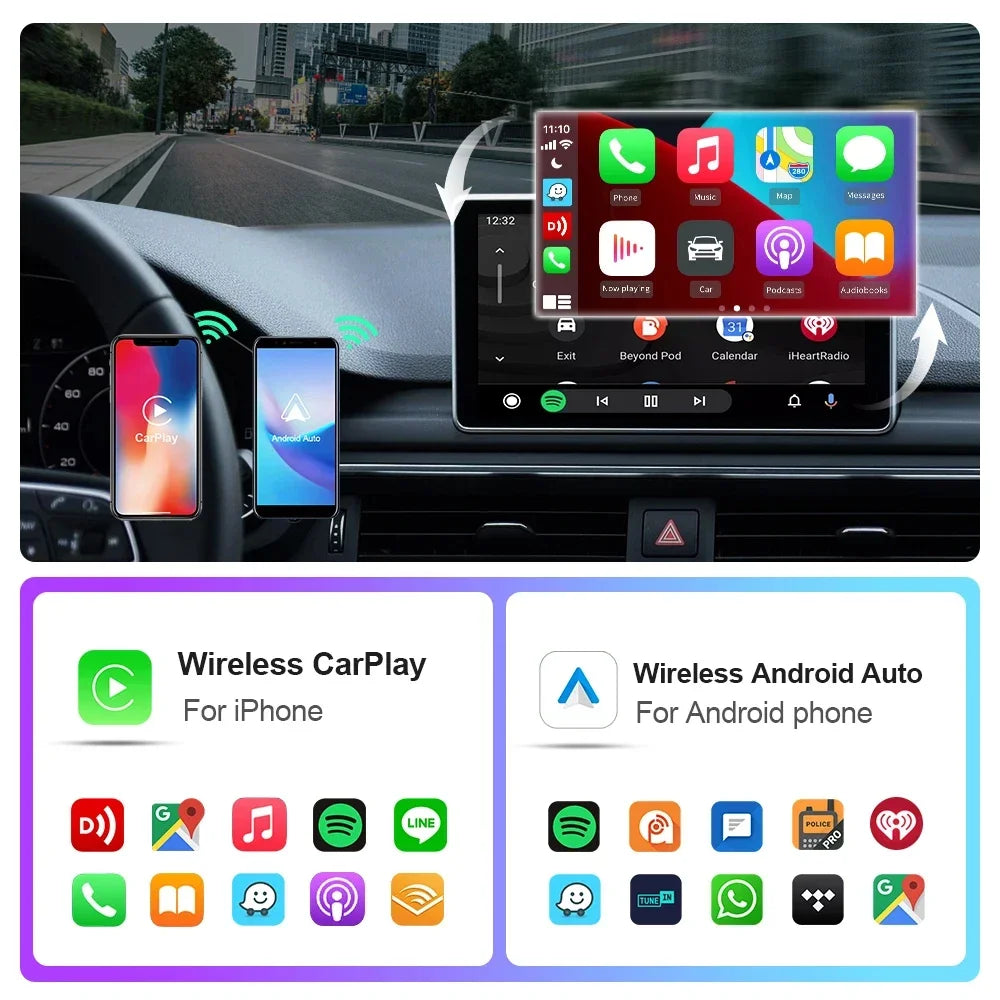 Mini Wireless CarPlay Adapter - Smart Dongle for Android Auto, Plug and Play, Compatible with Audi, Toyota, Mazda, Nissan, Chevrolet, Suzuki, Subaru