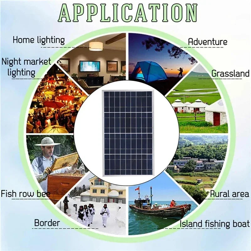 300W/600W Solar Panel Kit - Complete 12V Polycrystalline USB Power, Portable Outdoor Rechargeable Solar Cell Generator