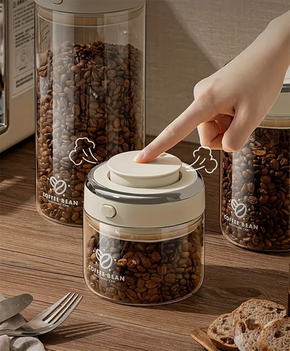 500/1100/1700ml Glass Coffee Bean Storage Jars — Vacuum Sealed, Airtight & Moisture-Proof Container with CO2 Valve for Kitchen