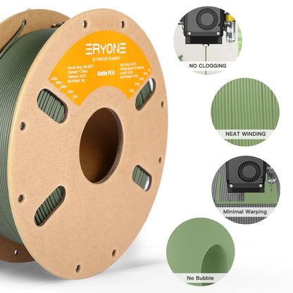 ERYONE Matte PLA Filament 1.75mm – 1KG High-Quality Spool for 3D Printing, Fast Shipping
