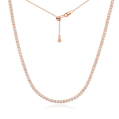 2mm Moissanite Tennis Necklace for Women – S925 Silver, 18K Gold Plated Adjustable Choker Wedding Jewelry
