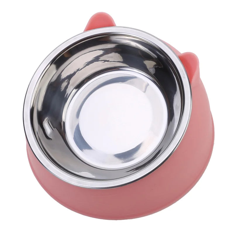 Inclined Cat & Dog Feeding Bowl – Stainless Steel Pet Food and Water Feeder
