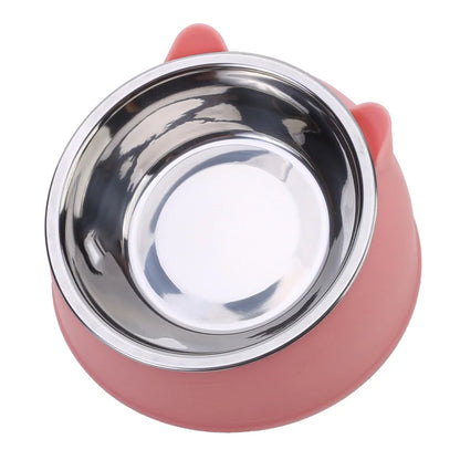 Inclined Cat & Dog Feeding Bowl – Stainless Steel Pet Food and Water Feeder