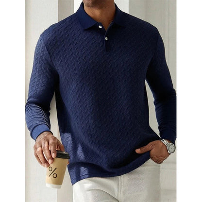 Men’s Long Sleeve Polo Shirt - High Quality Business Casual T-Shirt for Office and Fashion Style