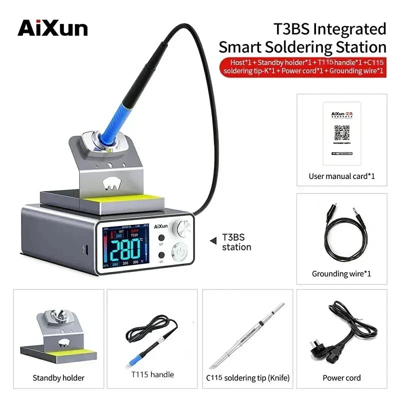 AIXUN T3A T3B Intelligent Soldering Station - T115/T210/T245/T12 Rework Station for PCB & BGA Soldering Tools