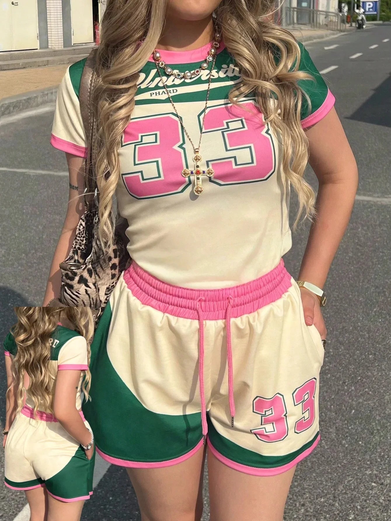 Summer American Street Style Spicy Girl T-Shirt & Shorts Set – Oversized Casual Jersey Top for Women