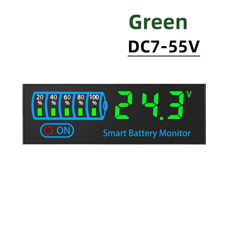 DC7-55V Battery Level Indicator – 3S-14S 12V, 24V, 36V, 48V Lithium 18650 Lipo Capacity & Voltage Tester