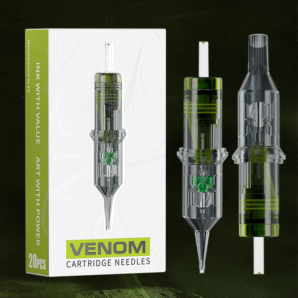EZ Filter Venom Disposable Tattoo Needles – 0.30mm/0.35mm Round Shader & Liner RM MC for Tattoo Machine Pen