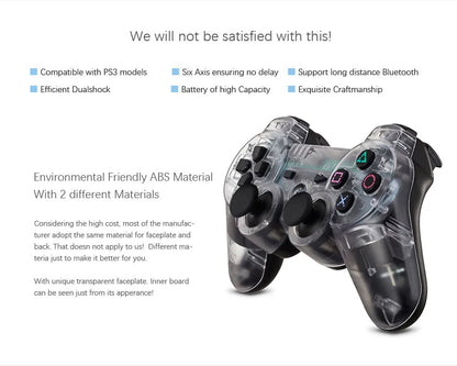 Wireless Transparent Dual Shock Controller for PS3 – Sixaxis Gamepad for Sony PlayStation 3 Console