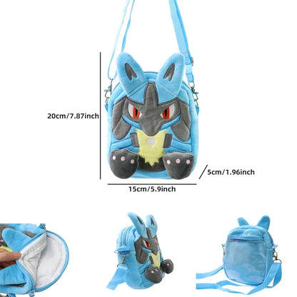 Gengar Mimikyu Snorlax Rowlet Lucario Charmander Plush Backpack — Pokémon Anime Shoulder Bag Toy Doll
