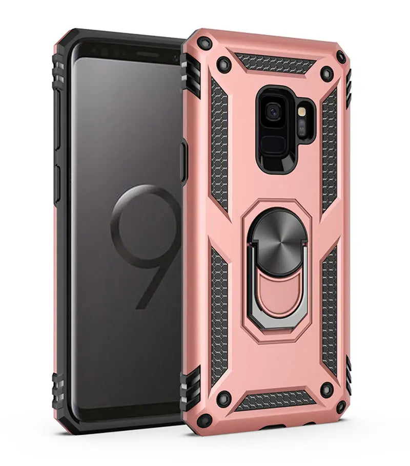 Shockproof Ring Holder Case with Stand – Protective Cover for Samsung Galaxy S9, S9 Plus, S8, S10 Plus, S20 Ultra, Note 8, Note 9, A50, A51, A70, A71