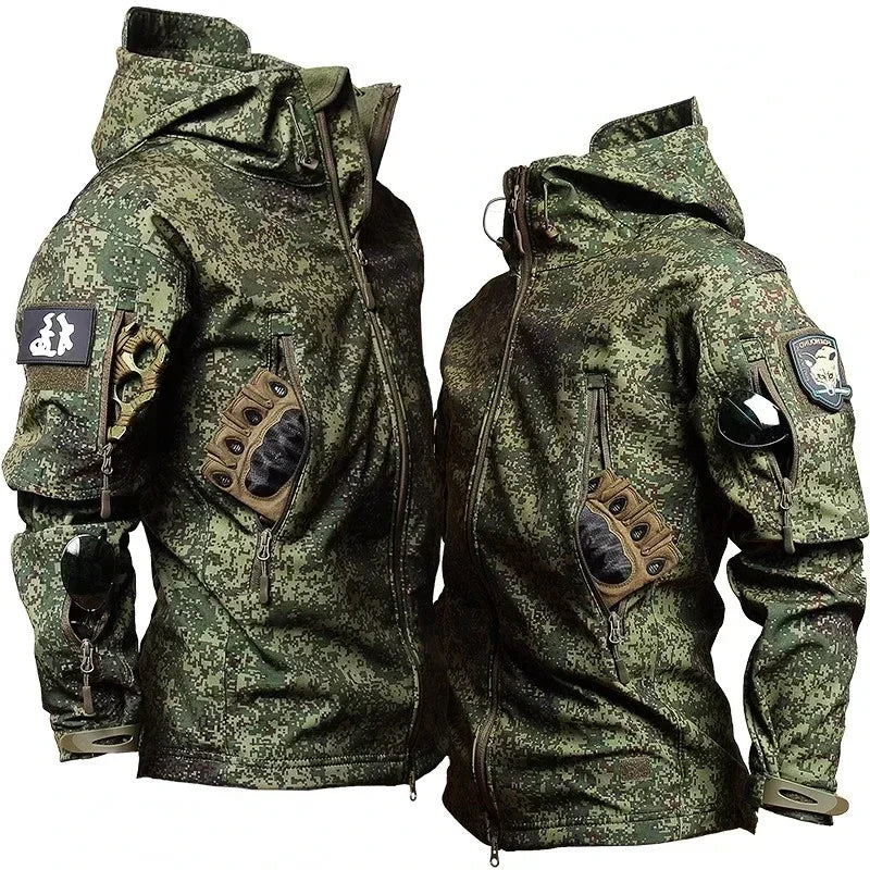 Men’s Winter Thicken Camo Tactical Suit — Waterproof Hooded Jacket & Fleece Pants Outdoor Hunting 2-Piece Set