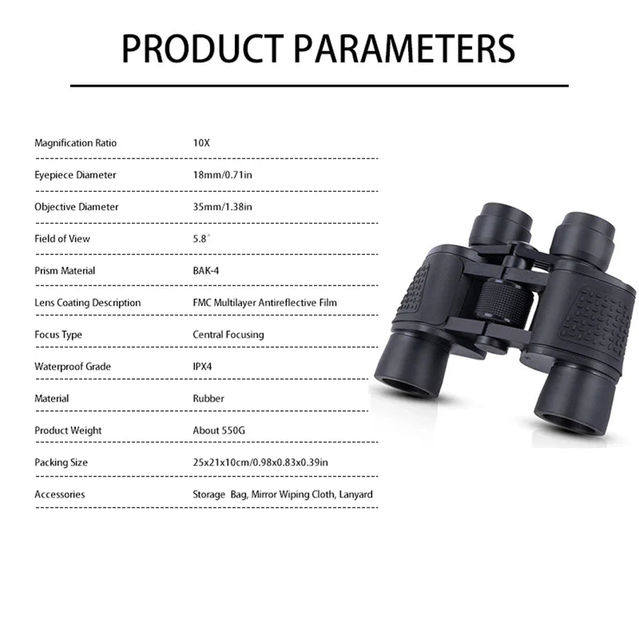 80x80 High Magnification Binoculars – HD Professional Portable Optics for Hunting, Camping & Outdoor Adventures