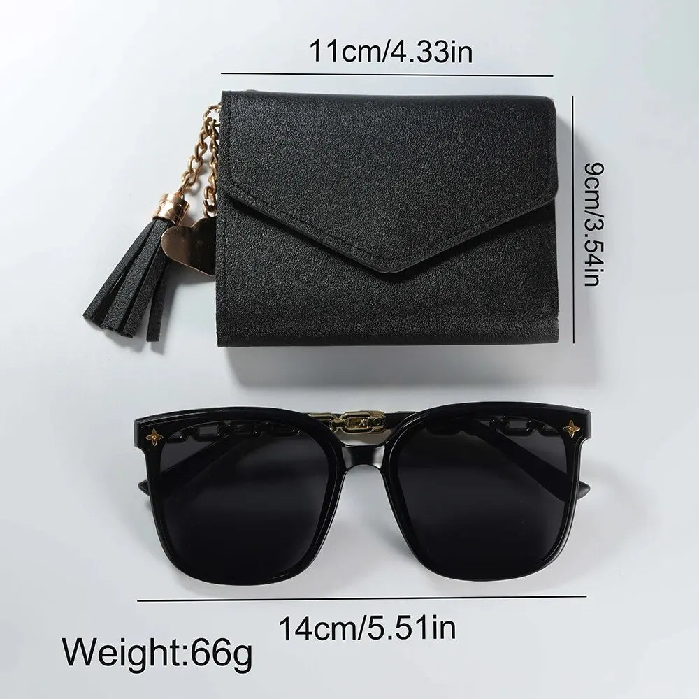 Women’s Fashion Leather Belt Watch Set – Butterfly Wallet, Glasses, and Quartz Wristwatch Dress Clock Montre Femme