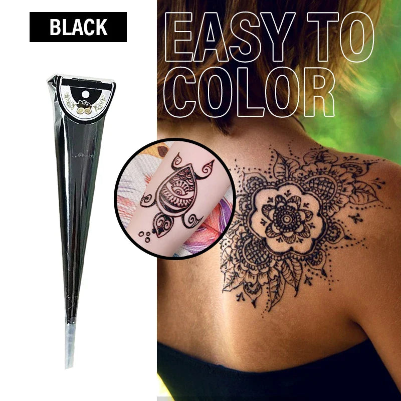 Henna Temporary Tattoo Cone – Non-Toxic Waterproof Body Art Paste for Skin Decoration, Festival & Creative Body Painting