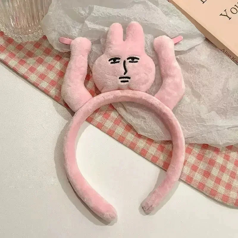 1–20PCS Pink Bunny Plush Headbands – Cute Fun Hair Bands for Bangs, Photos & Costume Decoration