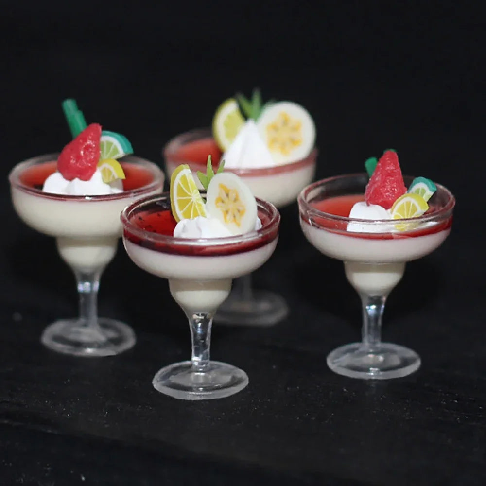 1/12 Dollhouse Miniature Yogurt & Ice Cream Cup – Simulation Drink Goblet Model Toy for Doll House Decoration Accessories