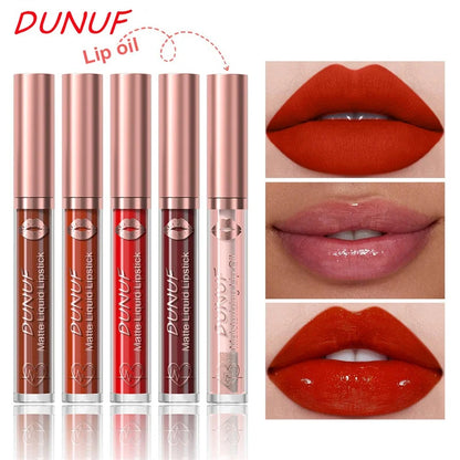 Matte Velvet Dark Red Brown Lip Gloss – Long-Lasting Waterproof Liquid Lipstick with Natural Moisturizer & Transparent Lip Oil