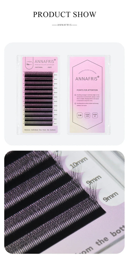 ANNAFRIS Premade Volume Lash Fans – YY 3D 4D 5D W-Shaped Automatic Flowering Mink Eyelash Extensions, Soft & Dense