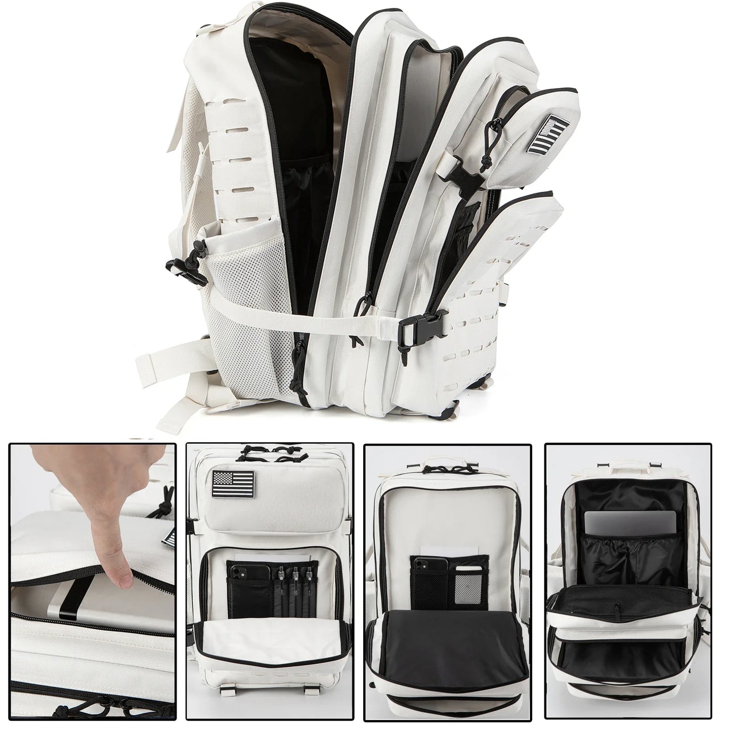 QT&QY 25L/45L Tactical Backpack – Outdoor Survival & Hiking Rucksack for Men & Women, Bug Out Bag with Bottle Holder