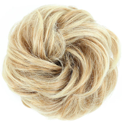 Azqueen Synthetic Messy Bun Chignon – Gray Brown Hair Bun Pad with Elastic Rope & Rubber Band Hair Extensions