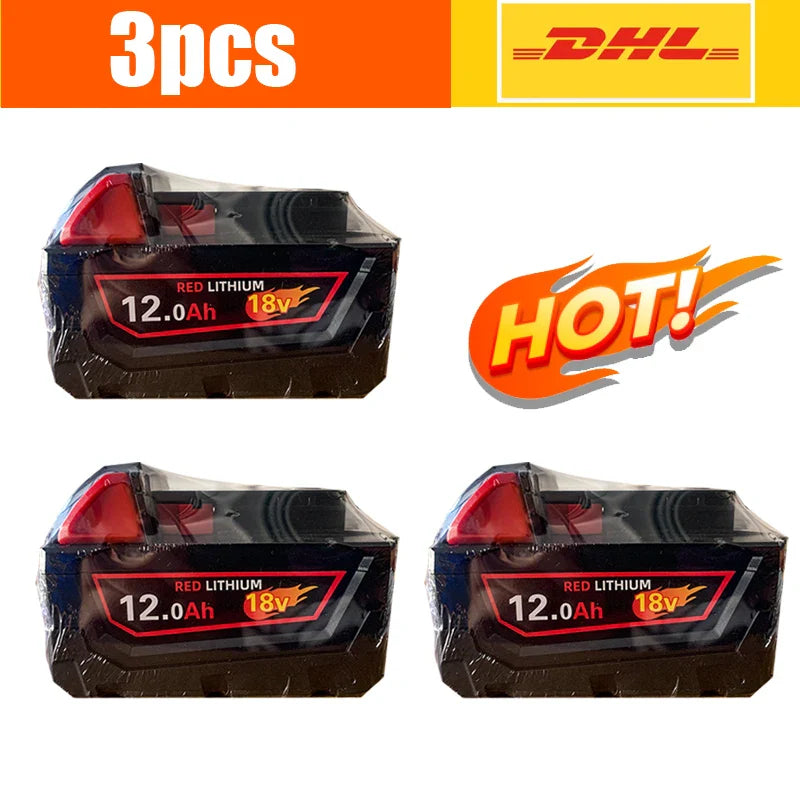 Milwaukee 18V M18-HB3 High Energy 12AH Replacement Battery – Compatible with M12-18FC Charger 48-11-1815