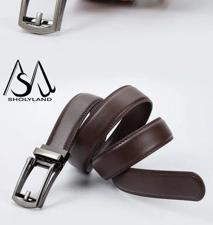 Men’s Classic Leather Belt – Trendy Two-Layer Cowhide with Alloy Automatic Buckle for Business & Casual Wear