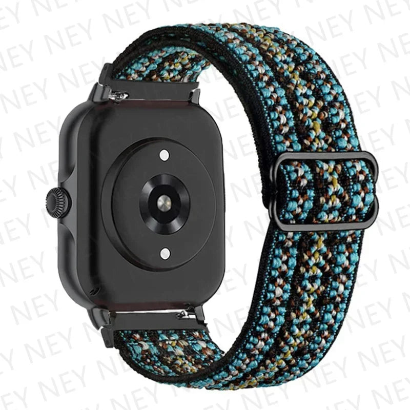 Nylon Elastic Watch Band for Amazfit GTS/GTR 4-3-2, Stratos & Bip Series – Bohemian Shiny Adjustable 20mm/22mm Strap