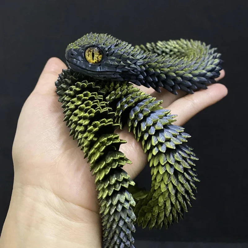 3D Printed Movable Joint Snake Figurine — Simulation Fidget Toy, Office Desktop Ornament, 2025 New Year Gift Craft