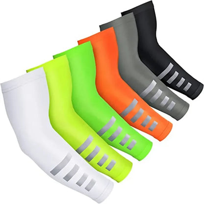 2PCS Summer UV Protection Arm Sleeves – Reflective Arm Warmers for Cycling, Running, and Sports, Men & Women