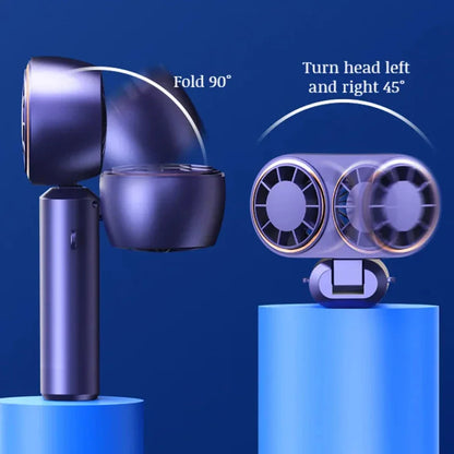 Handheld Personal Fan – Compact Rechargeable Dual Cooling Fan with Digital Display, Portable Cooler
