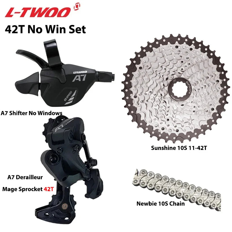 LTWOO A7 1x10S Groupset – 10-Speed Shifter & Derailleur with SUNSHINE Cassette 36T-50T & VXM Chain for MTB