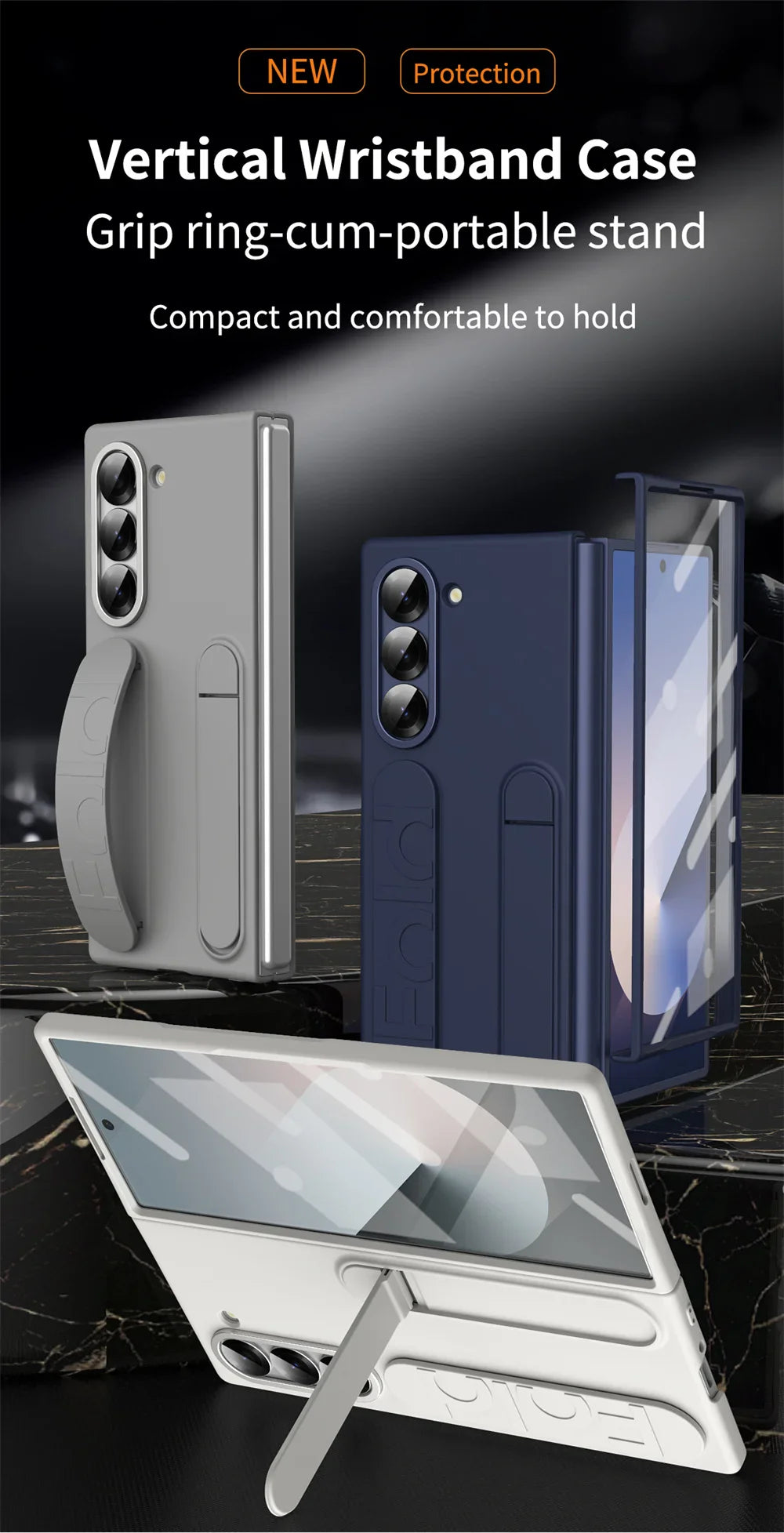 Luxury Wristband Case for Samsung Galaxy Z Fold 3-7 – Invisible Bracket Silicone Cover with Hand Strap & Folding Stand