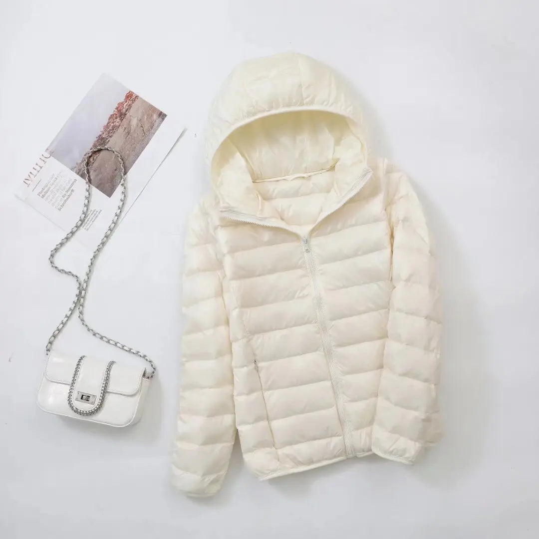 Women’s Lightweight Puffer Jacket - Hooded Packable Down Coat Plus Size 5XL-7XL Spring Autumn Outerwear