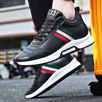 Men’s Leather Elevator Sneakers – 6CM Height Increase Chunky Casual Lift Sports Shoes
