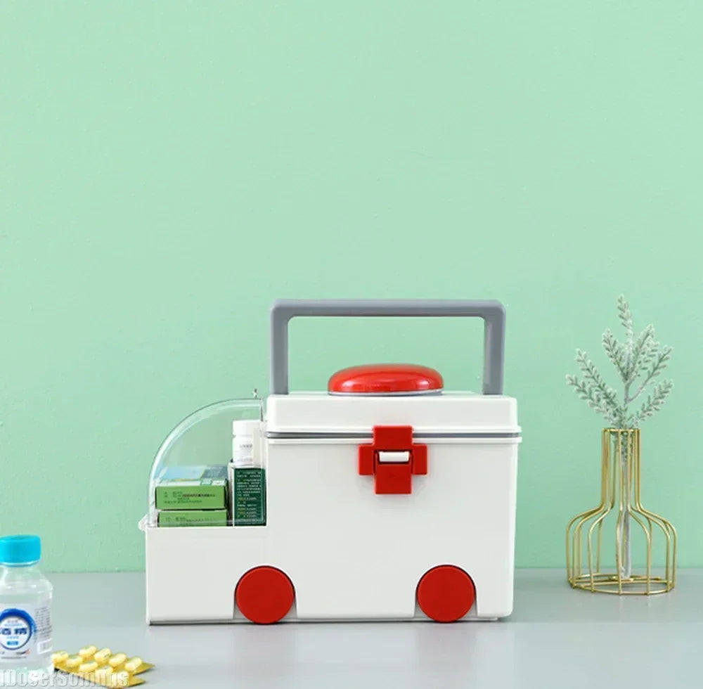 Portable Ambulance Medicine Box – Large Capacity Household Medical Storage & Classification Organizer