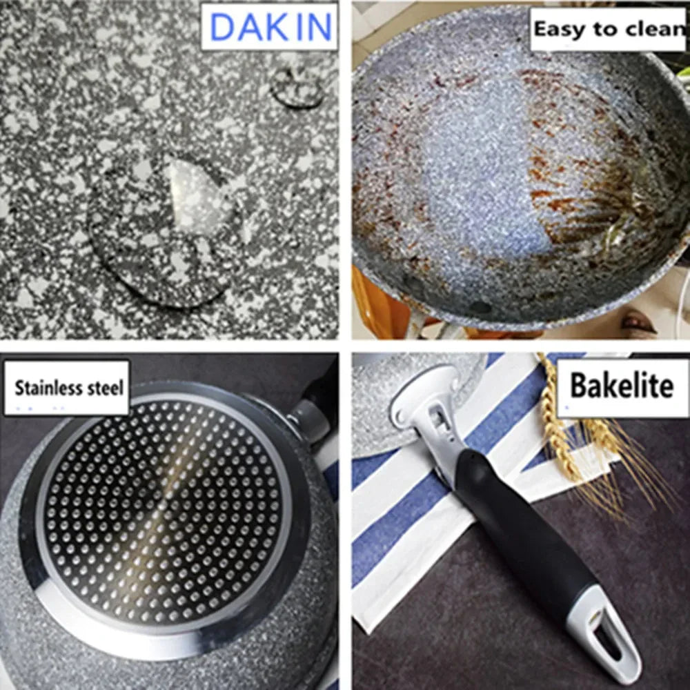 Durable Stone Frying Pan - Non-Stick Wok Skillet Cauldron in 20/24/26/28cm Sizes for Induction Cooker, Gas Stove, and Home Use